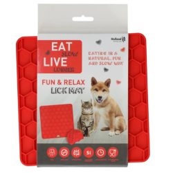 EAT SLOW LIVE LONGER Fun & Relax Lick Mat Piros