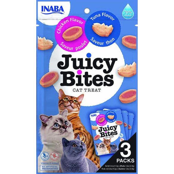 Juicy Bites, tonhalas és csirke ízesítéssel