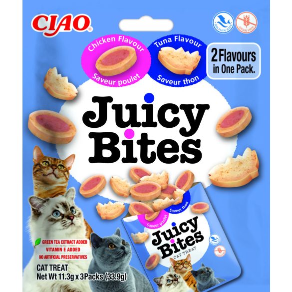 Juicy Bites, tonhalas és csirke ízesítéssel